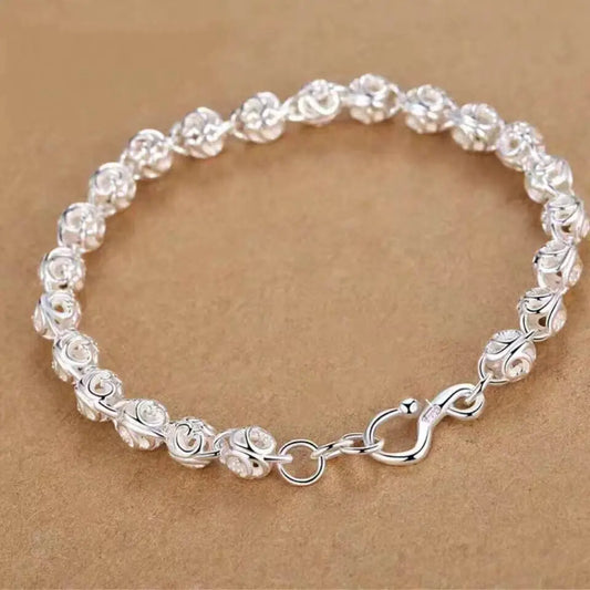 New 925 Sterling Silver Ball Bracelets For Women Luxury Designer Hollow Bead Adjustable Charm Bracelets Party Fine Jewelry Gifts