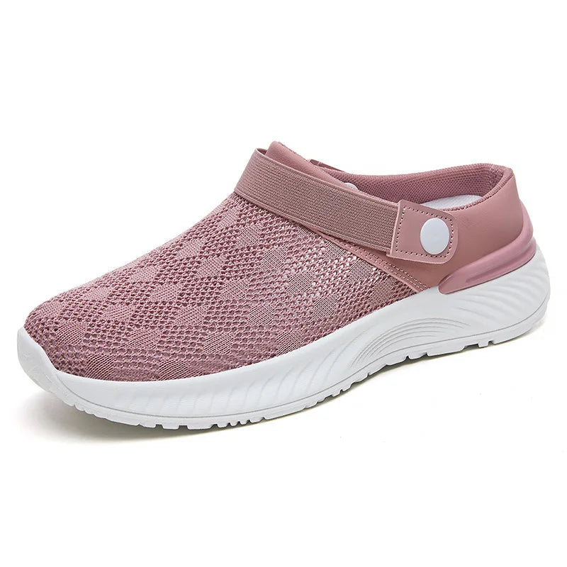 2025 summer new women's shoes fashion casual breathable mesh slippers shoes a slip-on half support shoes women's shoes