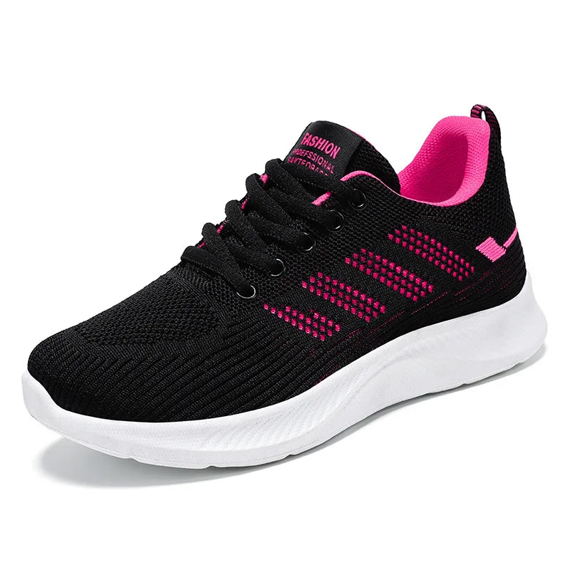 Women's Breathable Sports Shoes Casual Soft Sole Autumn Running Mesh Single Shoes Comfortable Flying Knit