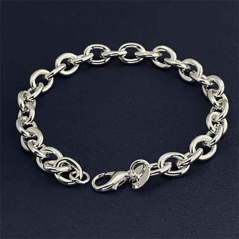 925 Sterling Silver Bracelet Buckle Basic Chain Charm Exquisite Women Fashion Wedding Party Gift Jewelry