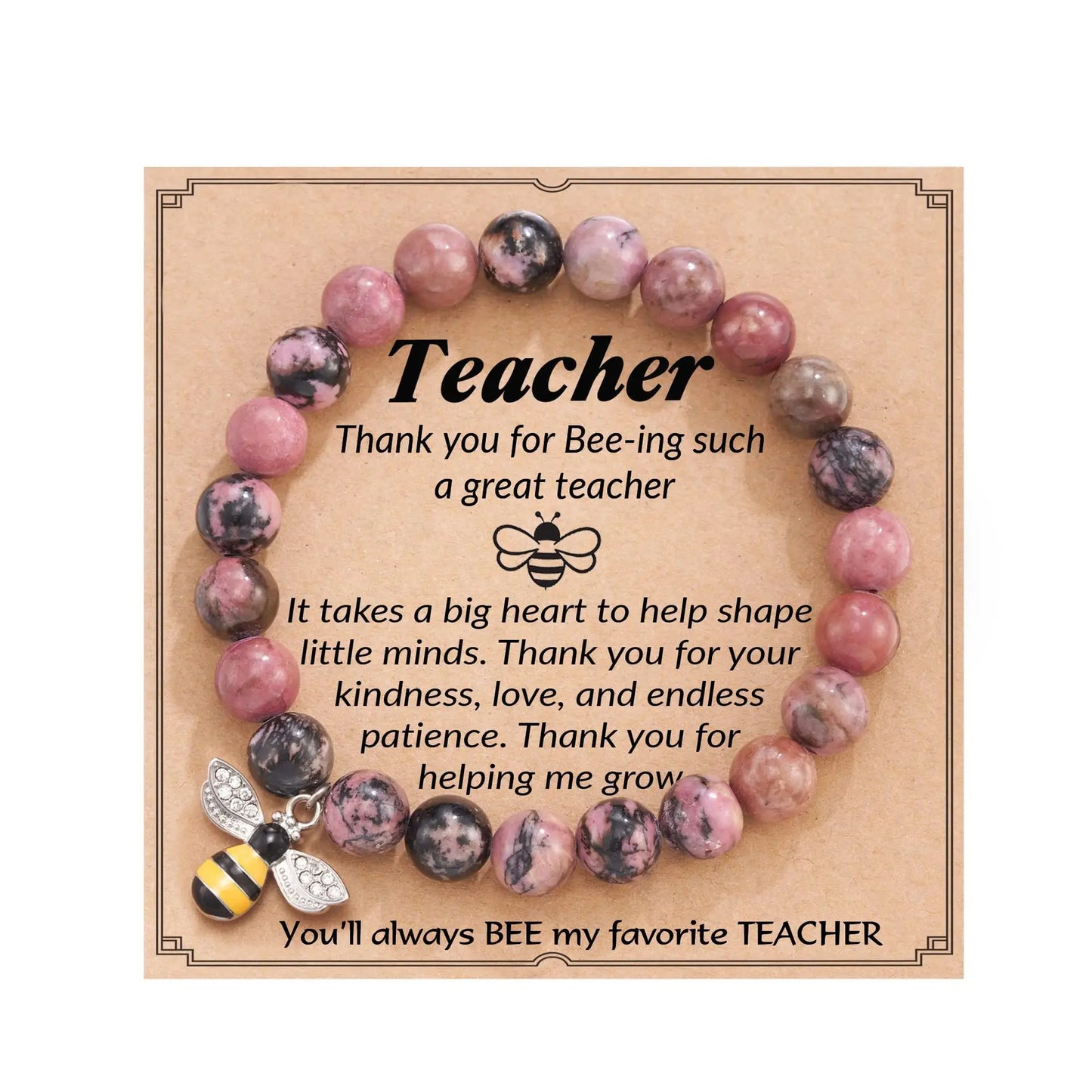 Natural Stone Teacher Bracelet Gifts for Women,thank You Gifts for Teacher Meaningful Gifts for Women with Gift Message Card