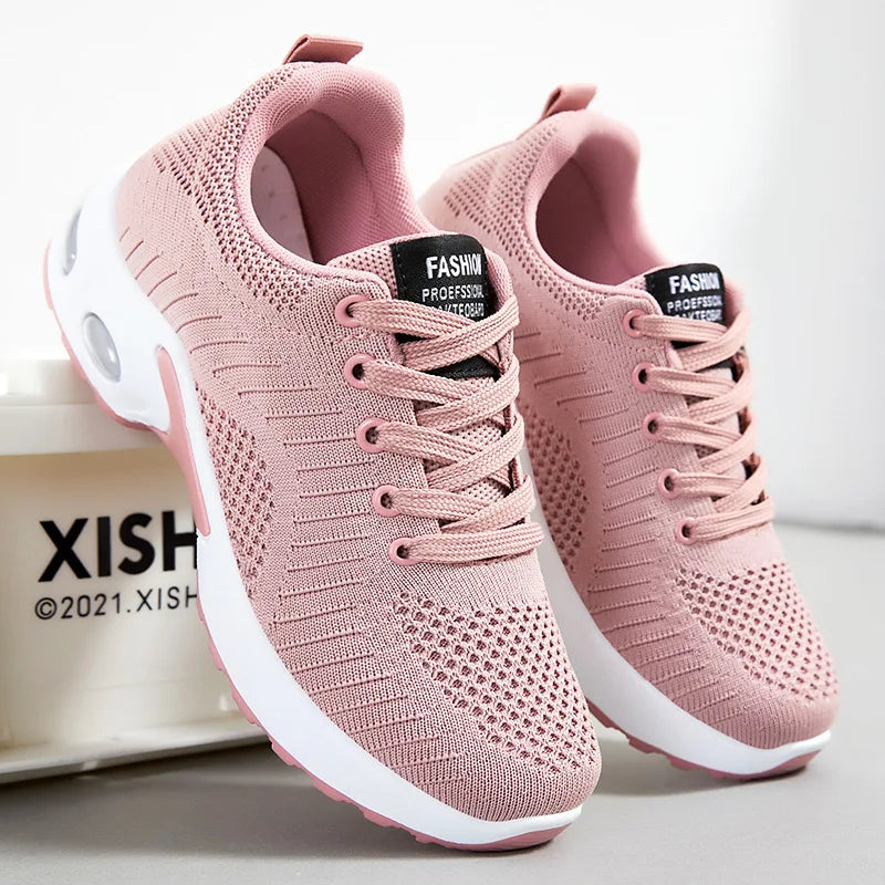 Spring 2025 Women's Large Size Running Shoes Casual Air Cushion Sports Sneakers Comfortable Breathable Fitness Footwear