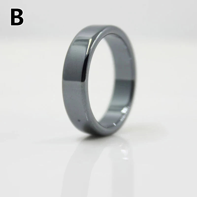 Unisex Fashion Flat Smooth Rings Hematite Jewelry Christmas Gift Simple Couple Rings For The New Year