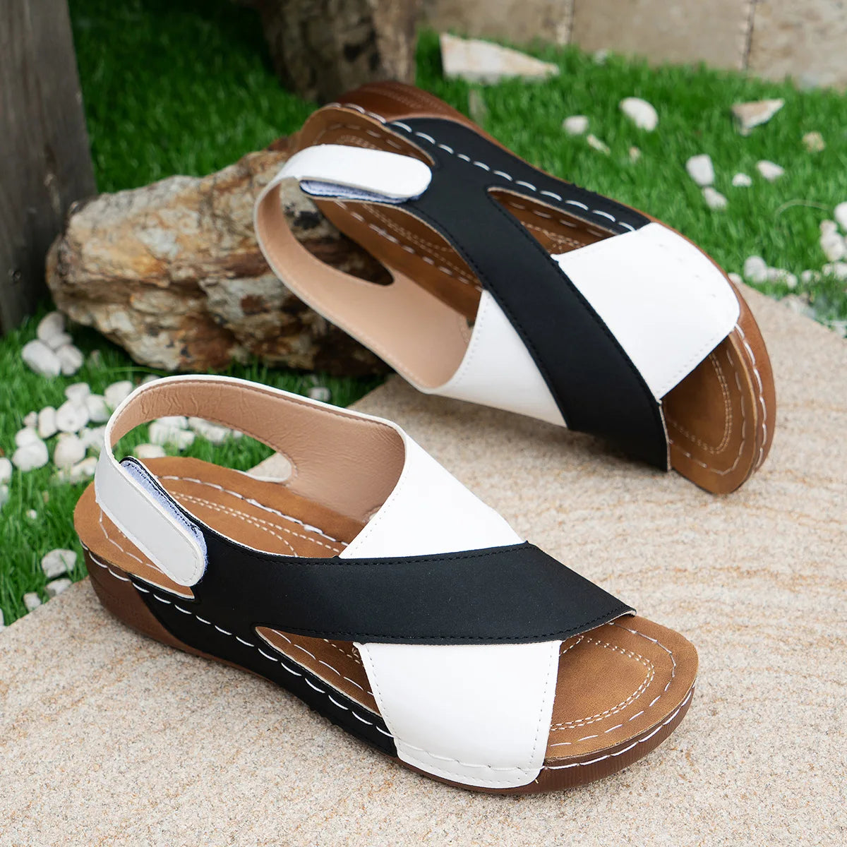 2025 summer new fashion casual muffin with skirt casual open toe beach sandals for women