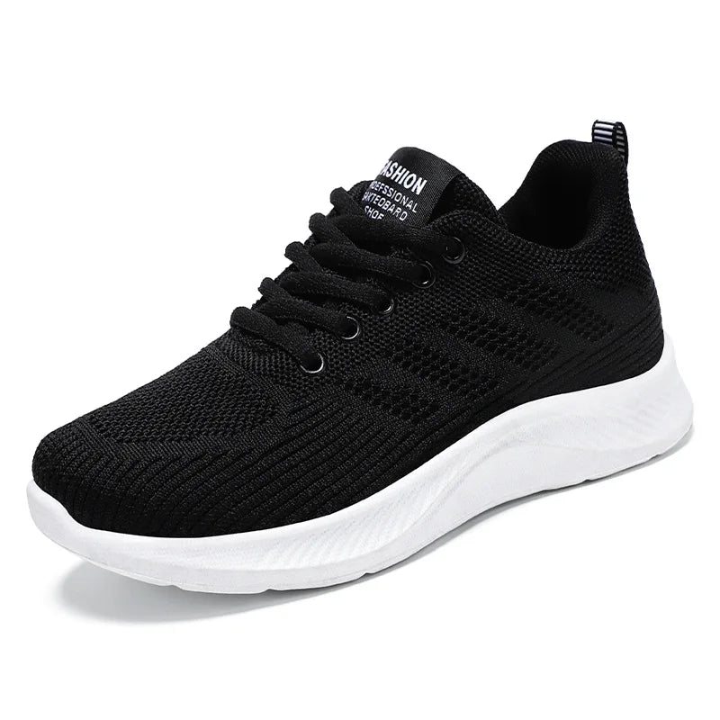 Women's Breathable Sports Shoes Casual Soft Sole Autumn Running Mesh Single Shoes Comfortable Flying Knit