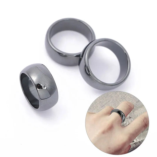 Unisex Fashion Flat Smooth Rings Hematite Jewelry Christmas Gift Simple Couple Rings For The New Year