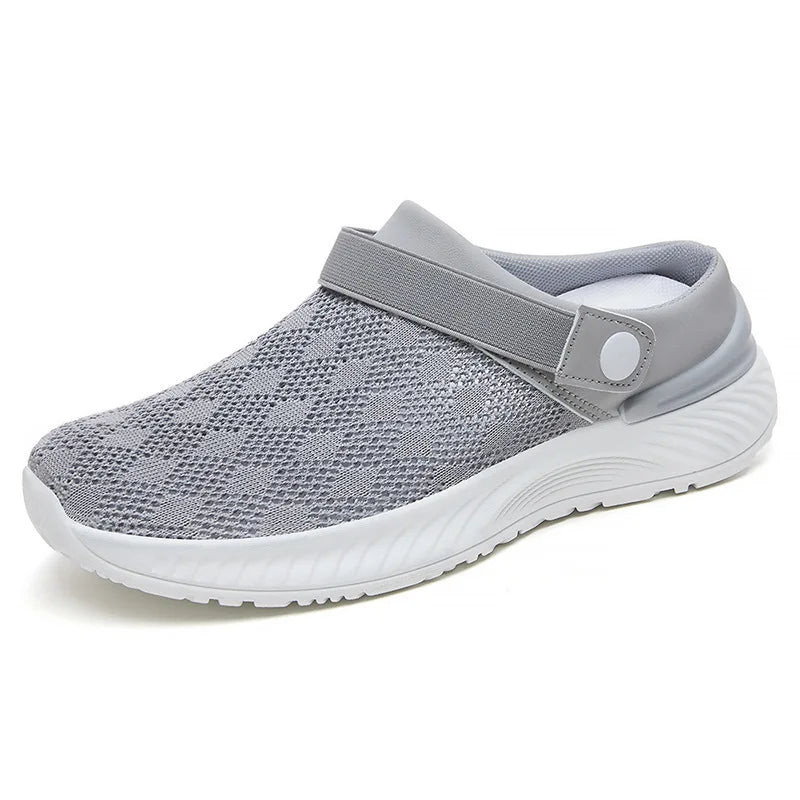 2025 summer new women's shoes fashion casual breathable mesh slippers shoes a slip-on half support shoes women's shoes