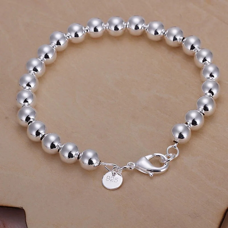 925 Sterling Silver Ball Bracelets For Women Fashion Designer Round Beads Adjustable Charm Bracelet Party Wedding Jewelry Gifts