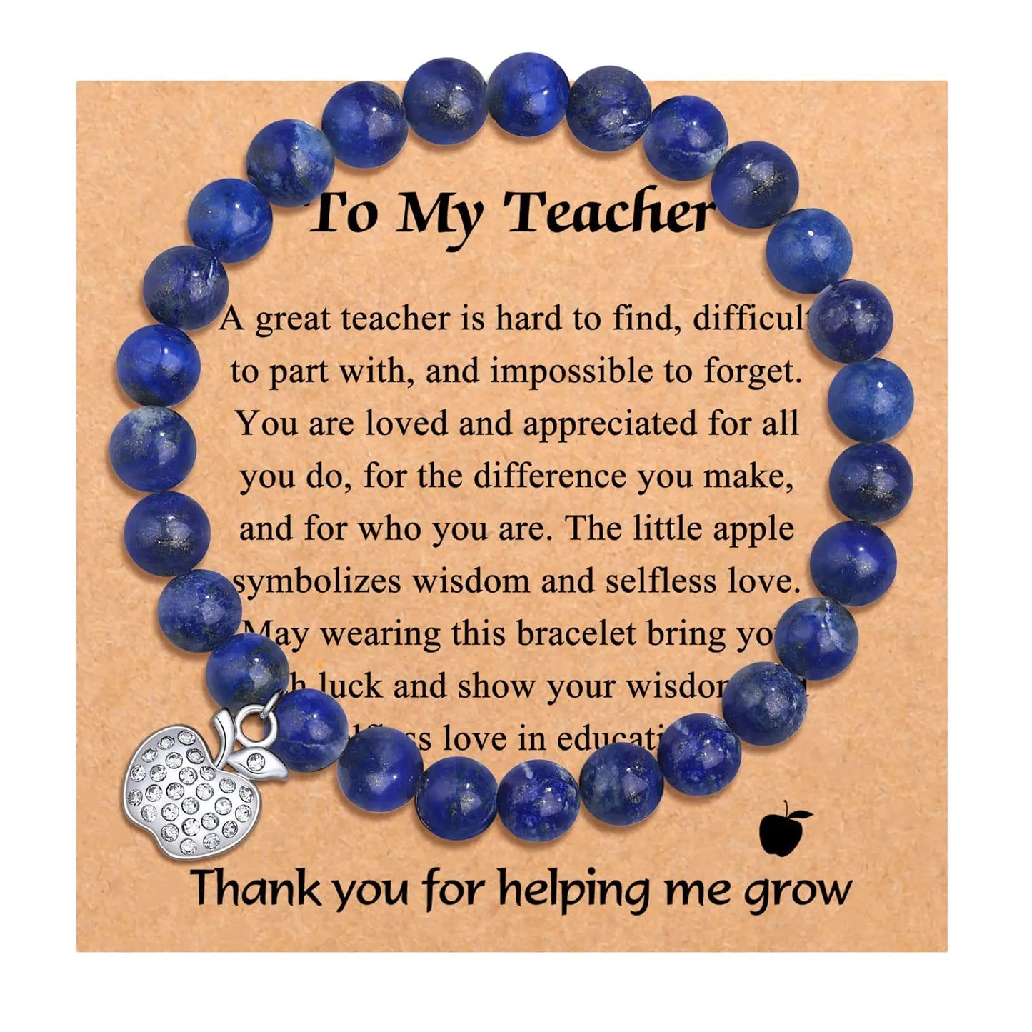 Natural Stone Teacher Bracelet Gifts for Women,thank You Gifts for Teacher Meaningful Gifts for Women with Gift Message Card