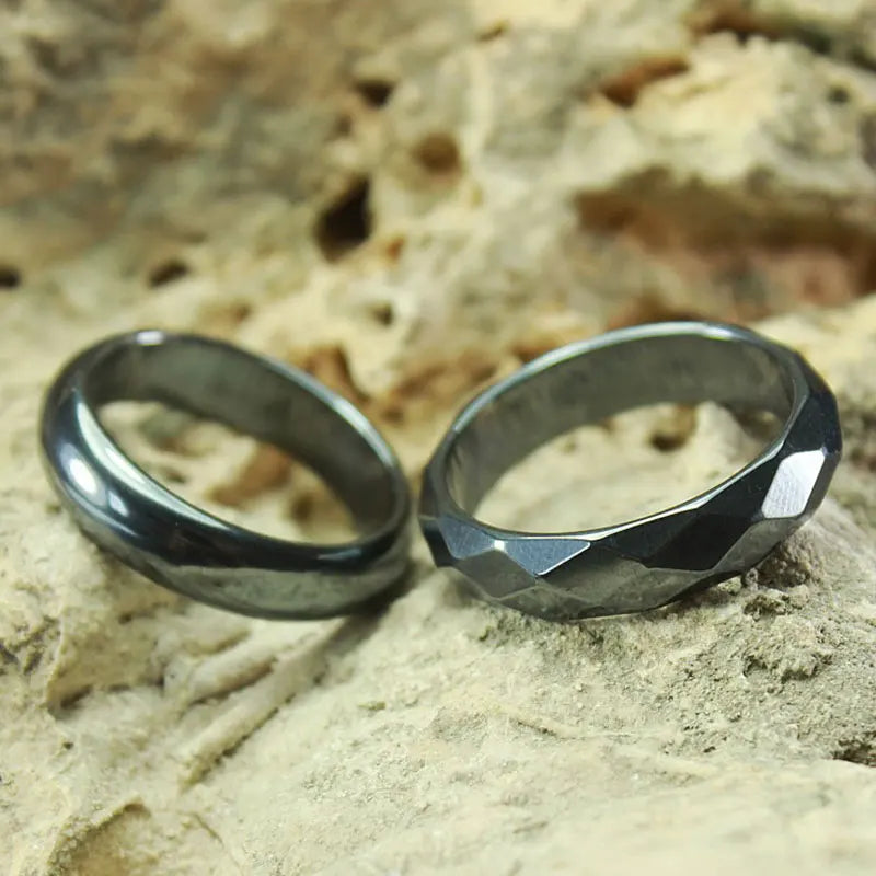 Unisex Fashion Flat Smooth Rings Hematite Jewelry Christmas Gift Simple Couple Rings For The New Year