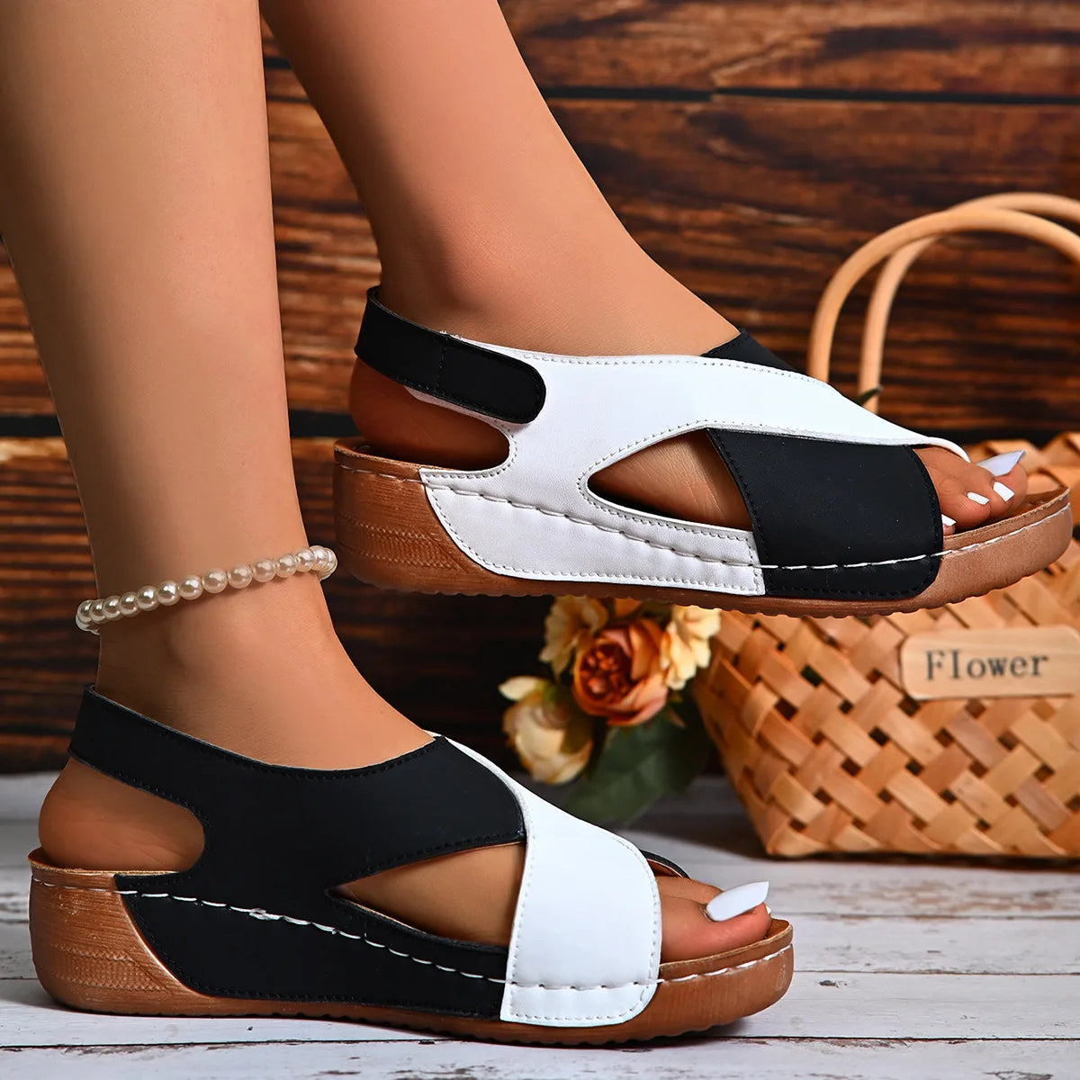2025 summer new fashion casual muffin with skirt casual open toe beach sandals for women