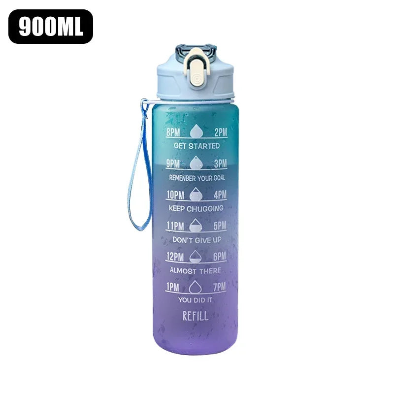 Portable Water Bottle Motivational Sports Water bottle with Time Marker Leak-proof Cup for Outdoor Sport Fitness BPA Free