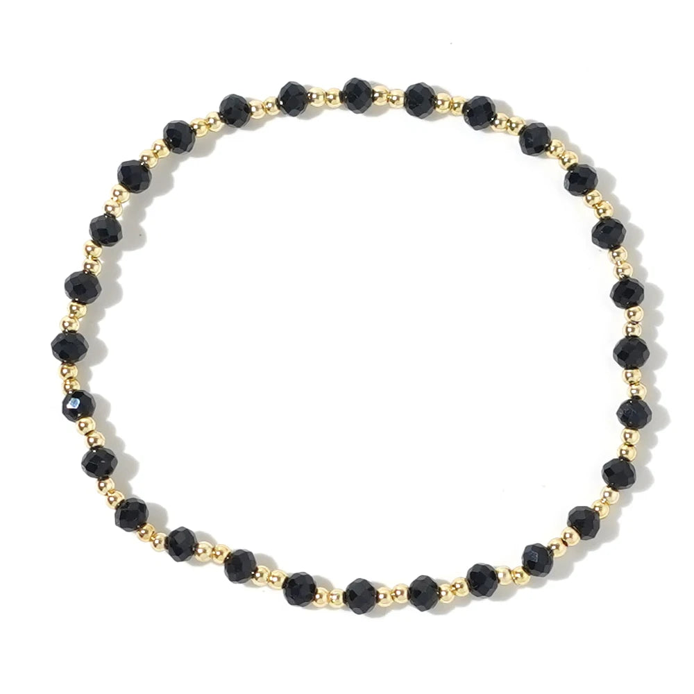 1pc Women's Fashion Bracelet Bohemian Style 2mm Copper Bead Black Crystal Bead Bracelet for Daily Gift Giving