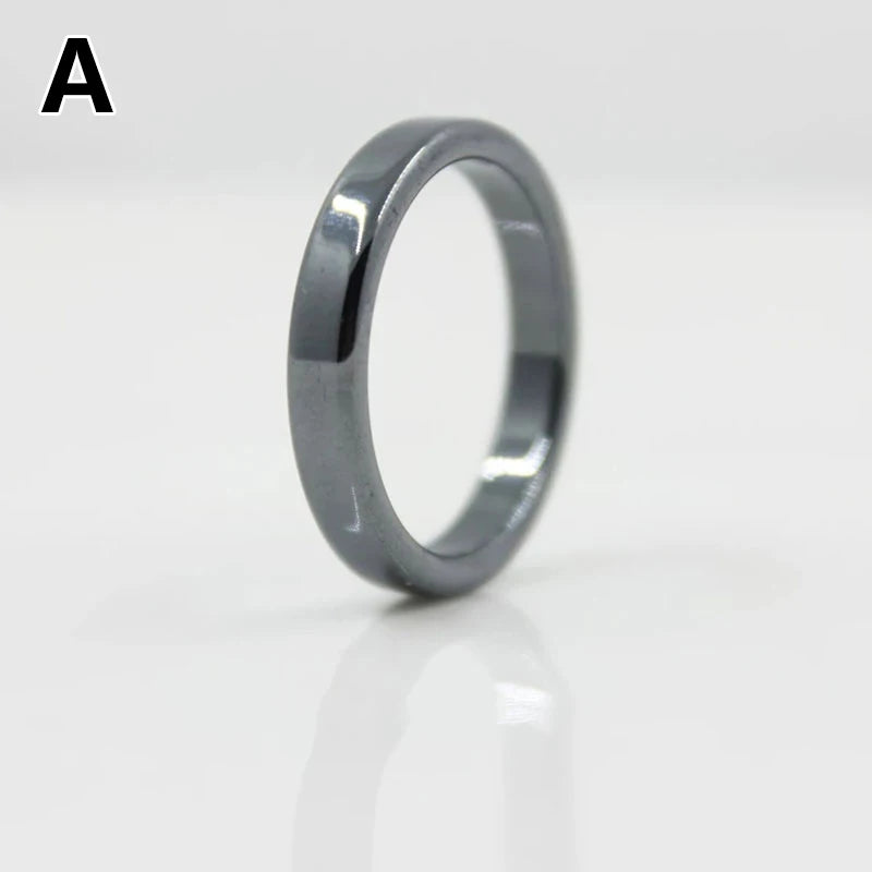 Unisex Fashion Flat Smooth Rings Hematite Jewelry Christmas Gift Simple Couple Rings For The New Year