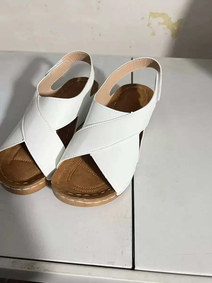 New Women's Contrast Color Wedge Sandals Summer Peep Toe Non Slip Beach Shoes Woman Comfortable Platform Roman Sandalias Mujer