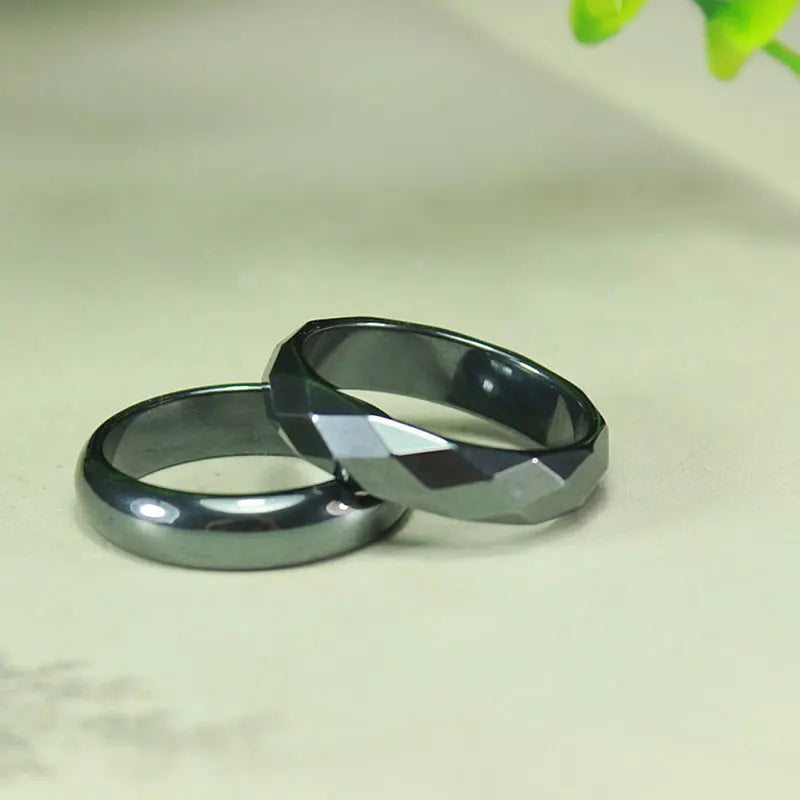 Unisex Fashion Flat Smooth Rings Hematite Jewelry Christmas Gift Simple Couple Rings For The New Year