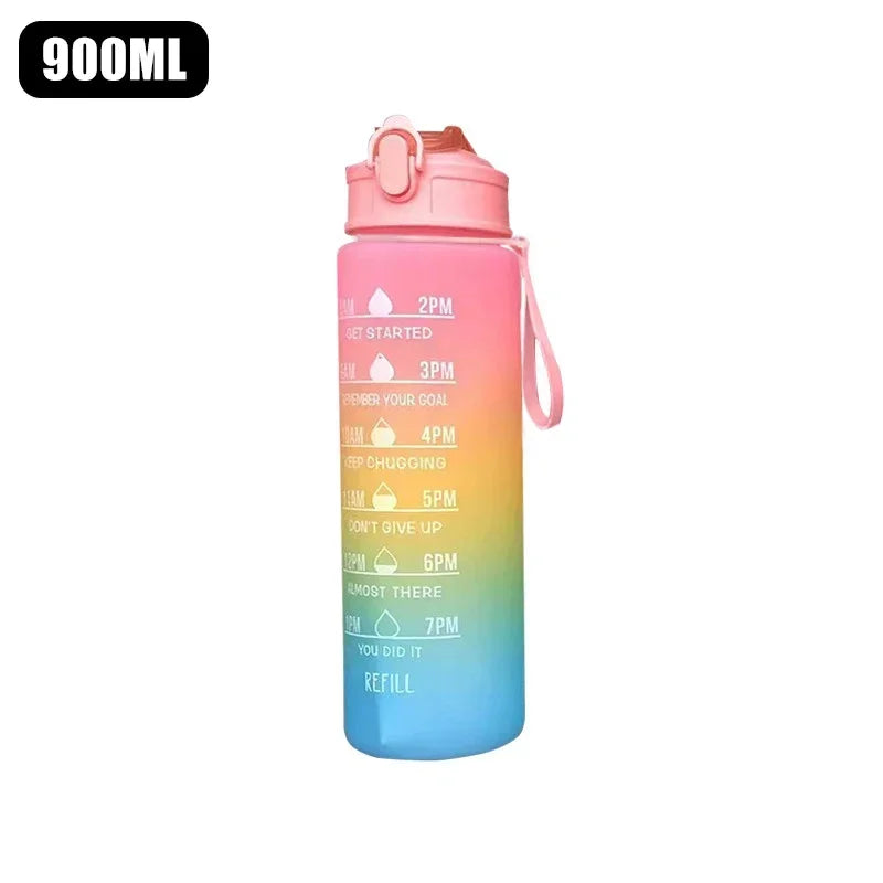Portable Water Bottle Motivational Sports Water bottle with Time Marker Leak-proof Cup for Outdoor Sport Fitness BPA Free