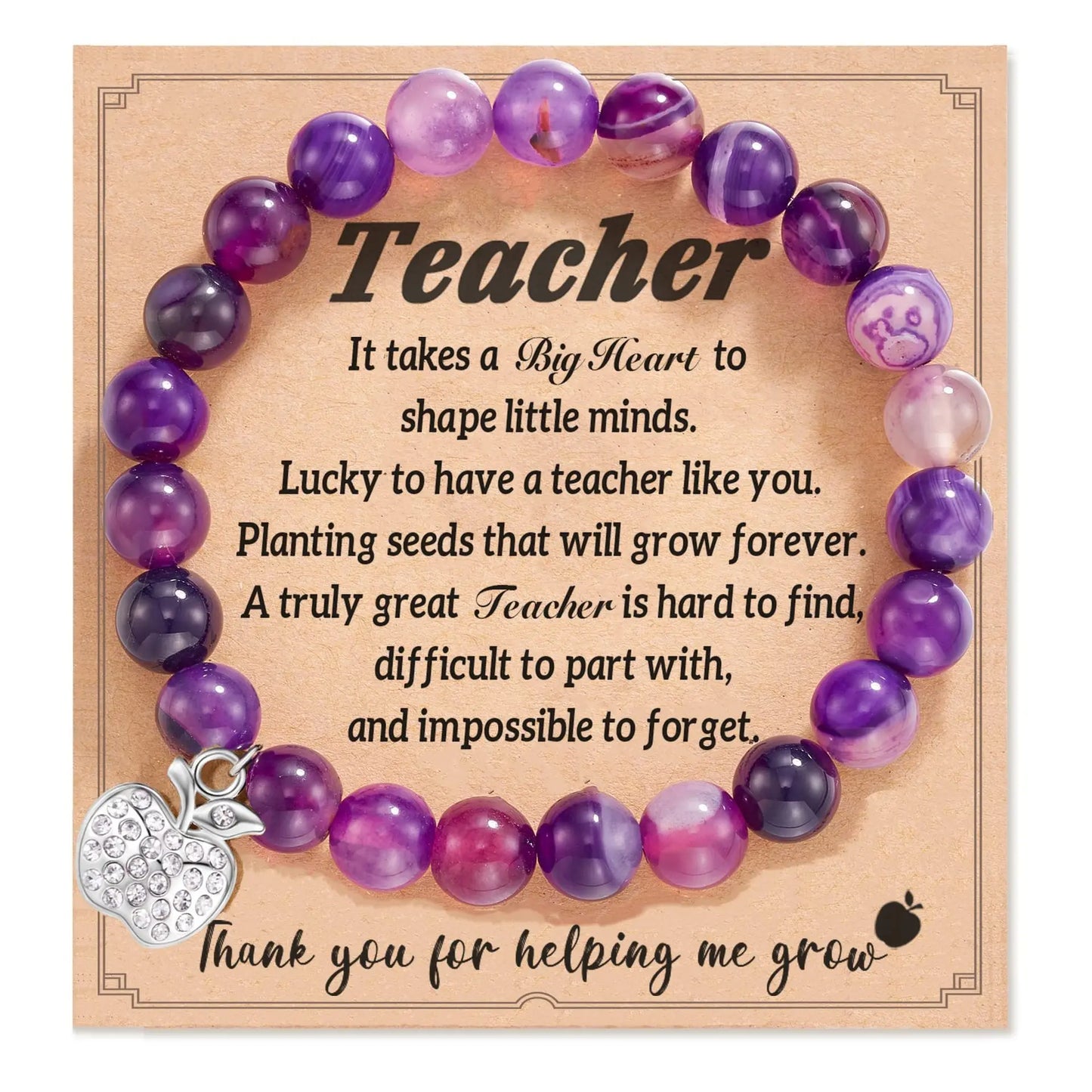 Natural Stone Teacher Bracelet Gifts for Women,thank You Gifts for Teacher Meaningful Gifts for Women with Gift Message Card