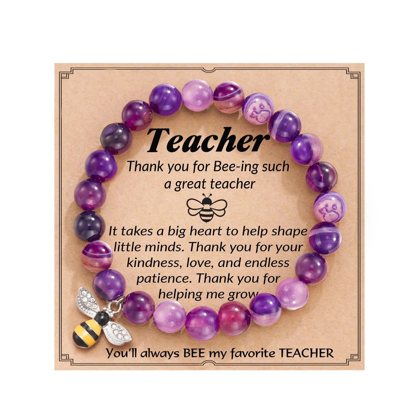 Natural Stone Teacher Bracelet Gifts for Women,thank You Gifts for Teacher Meaningful Gifts for Women with Gift Message Card