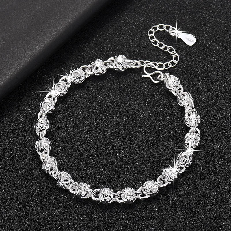 New 925 Sterling Silver Ball Bracelets For Women Luxury Designer Hollow Bead Adjustable Charm Bracelets Party Fine Jewelry Gifts
