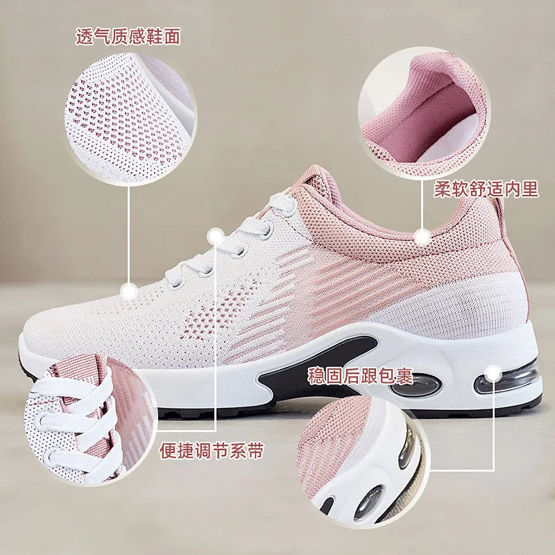 Women's shoes 2025 mesh breathable comfortable sports shoes soft sole lightweight fashion casual shoes