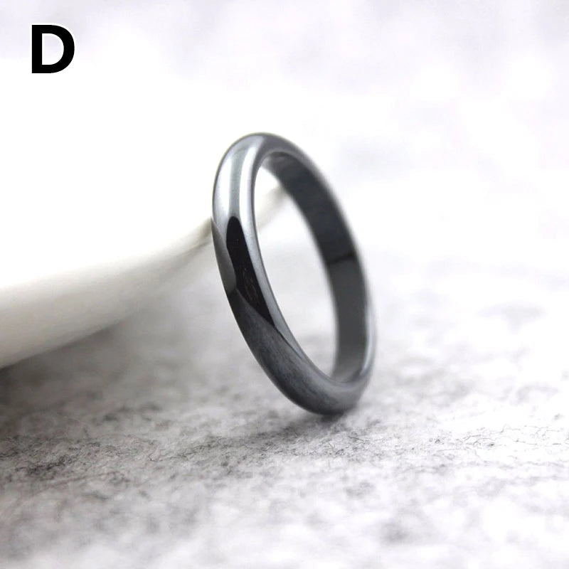 Unisex Fashion Flat Smooth Rings Hematite Jewelry Christmas Gift Simple Couple Rings For The New Year