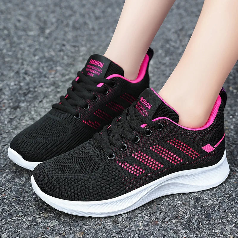 Women's Breathable Sports Shoes Casual Soft Sole Autumn Running Mesh Single Shoes Comfortable Flying Knit