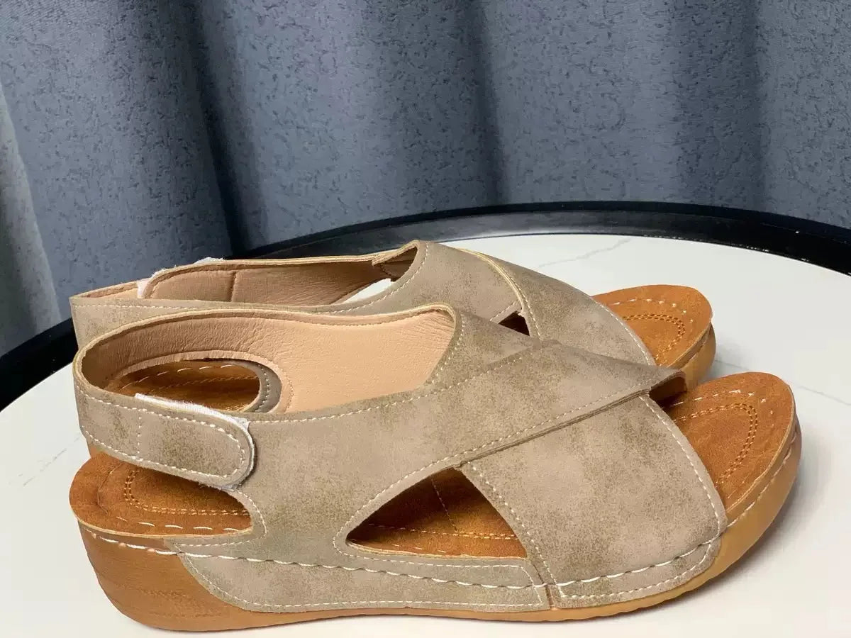 New Women's Contrast Color Wedge Sandals Summer Peep Toe Non Slip Beach Shoes Woman Comfortable Platform Roman Sandalias Mujer