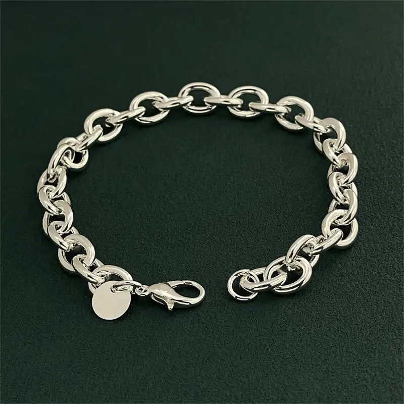 925 Sterling Silver Bracelet Buckle Basic Chain Charm Exquisite Women Fashion Wedding Party Gift Jewelry