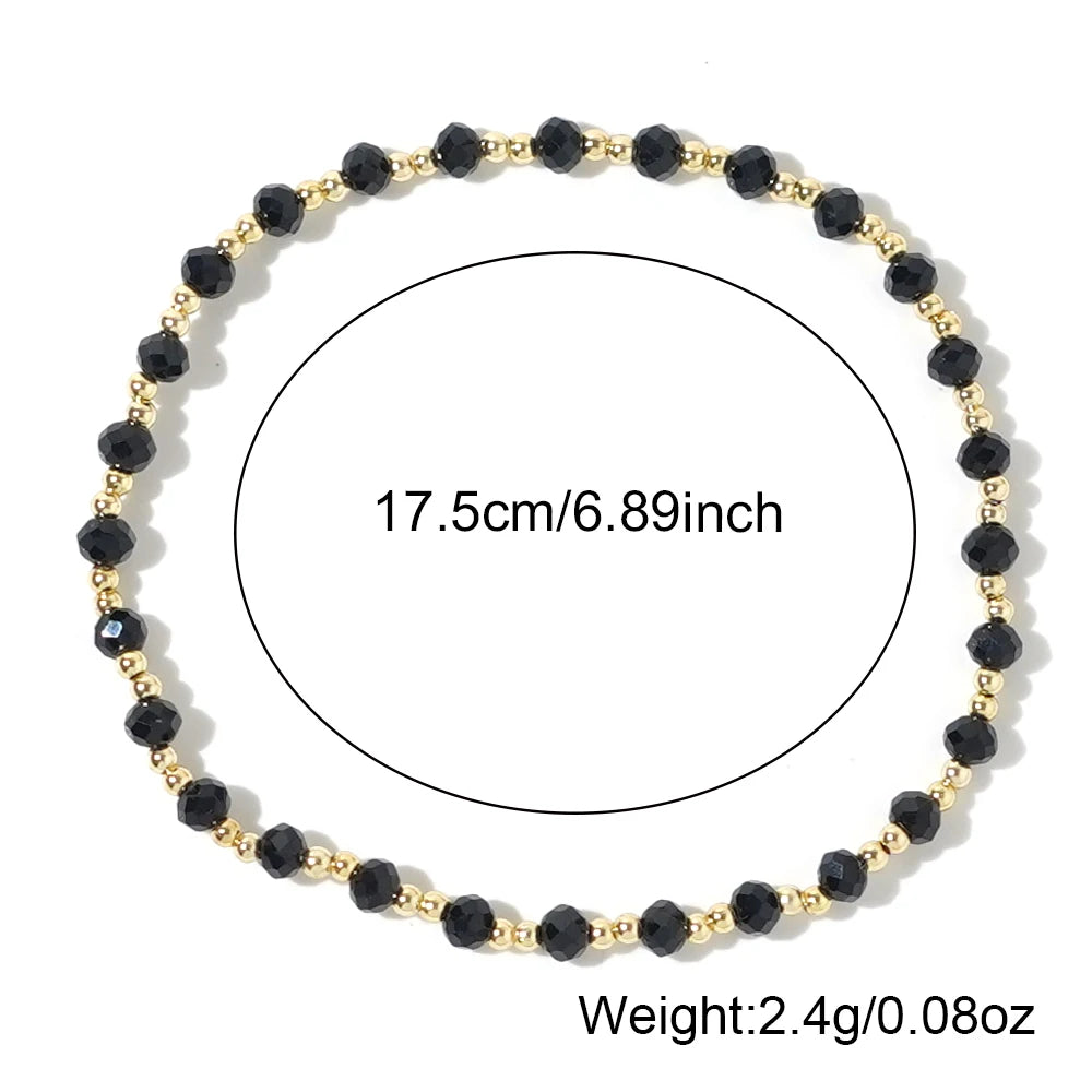 1pc Women's Fashion Bracelet Bohemian Style 2mm Copper Bead Black Crystal Bead Bracelet for Daily Gift Giving