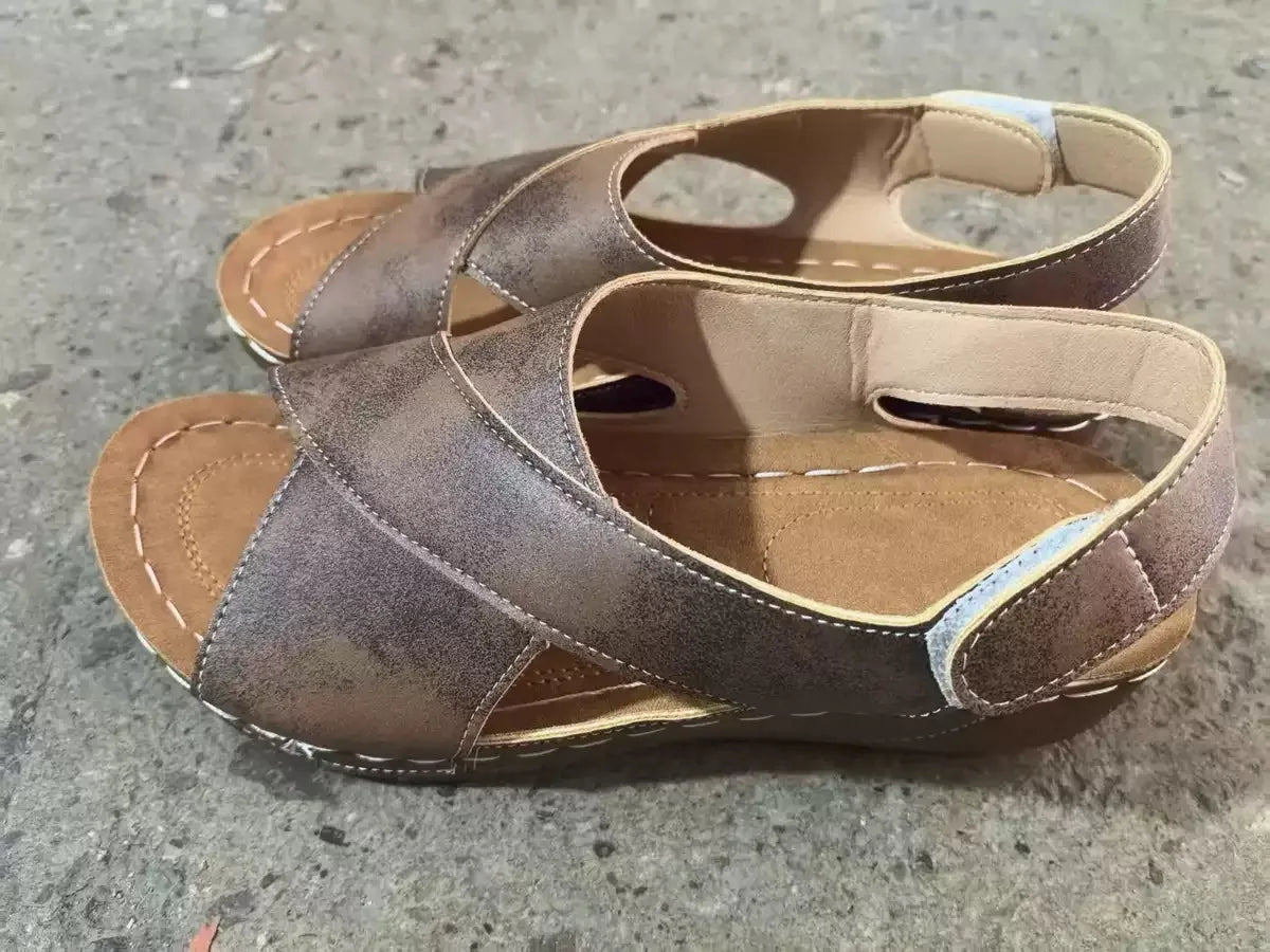 New Women's Contrast Color Wedge Sandals Summer Peep Toe Non Slip Beach Shoes Woman Comfortable Platform Roman Sandalias Mujer