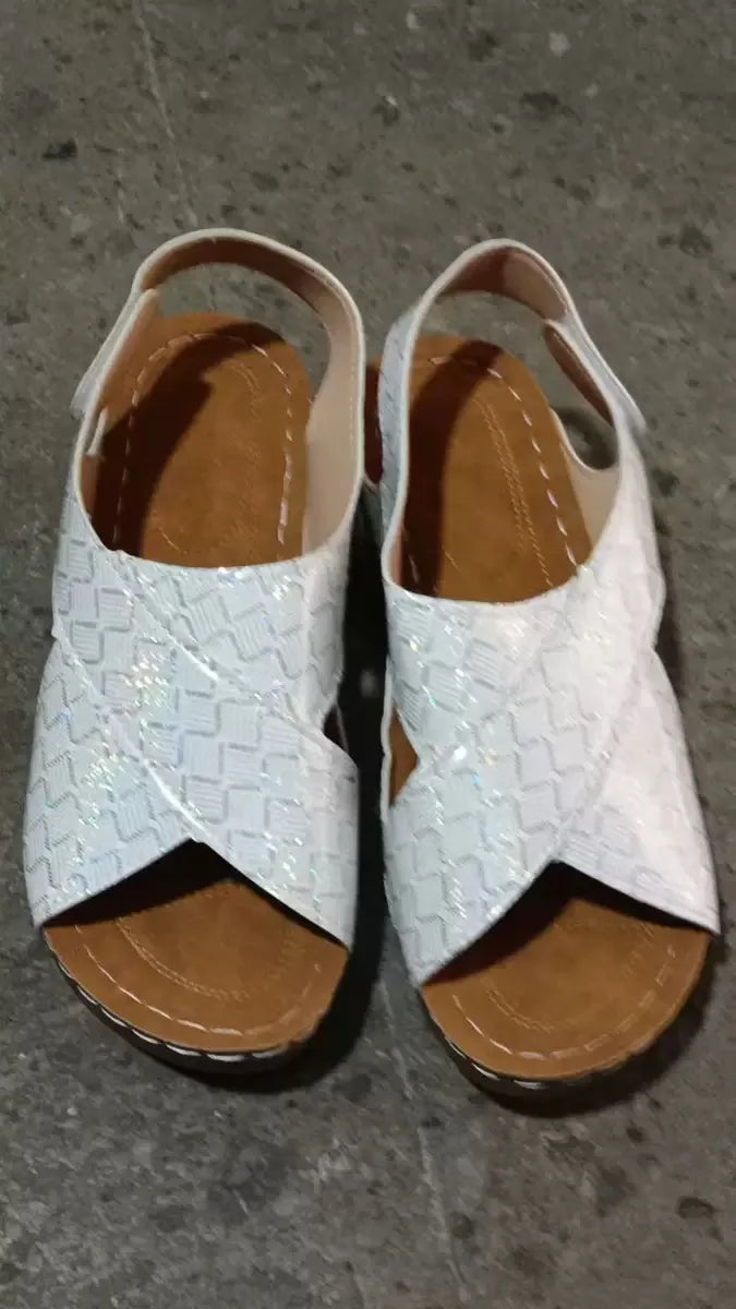 New Women's Contrast Color Wedge Sandals Summer Peep Toe Non Slip Beach Shoes Woman Comfortable Platform Roman Sandalias Mujer