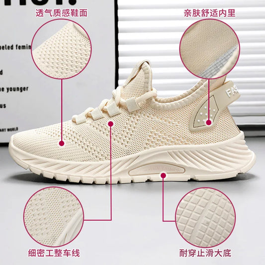 2025 Women's Shoes Summer Women's Shoes Flying woven casual shoes Comfortable breathable women's sneakers