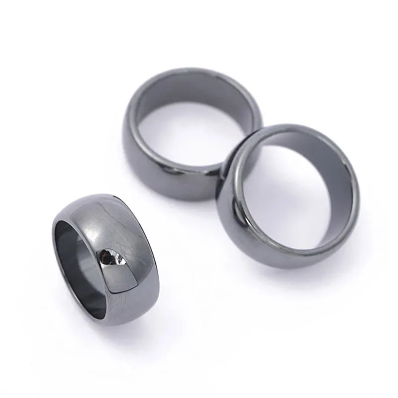 Unisex Fashion Flat Smooth Rings Hematite Jewelry Christmas Gift Simple Couple Rings For The New Year
